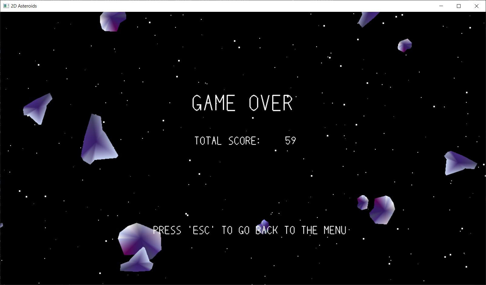 Game over screen